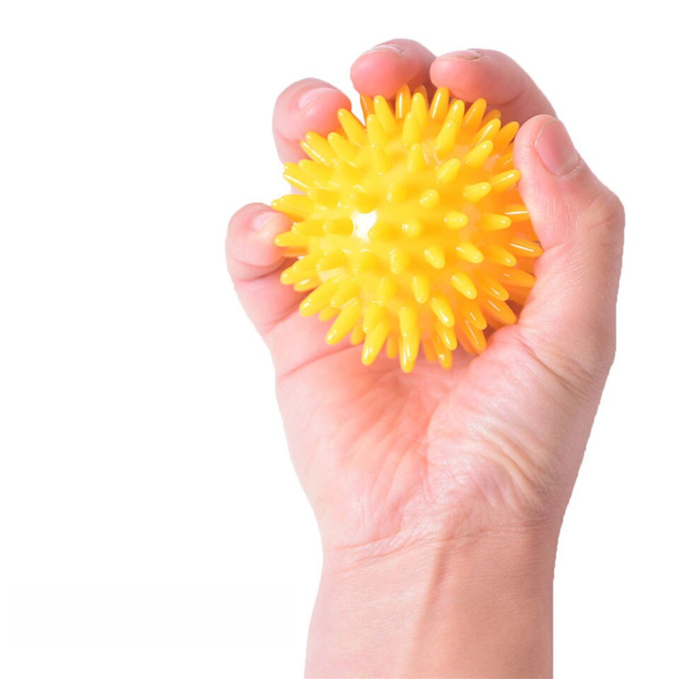 TPR 7CM Diameter Hollow Soft Spike Ball Hand Strength Recovery Exercise Massage Ball Yoga Fitness Spiky Massager Trigger Point: Yellow