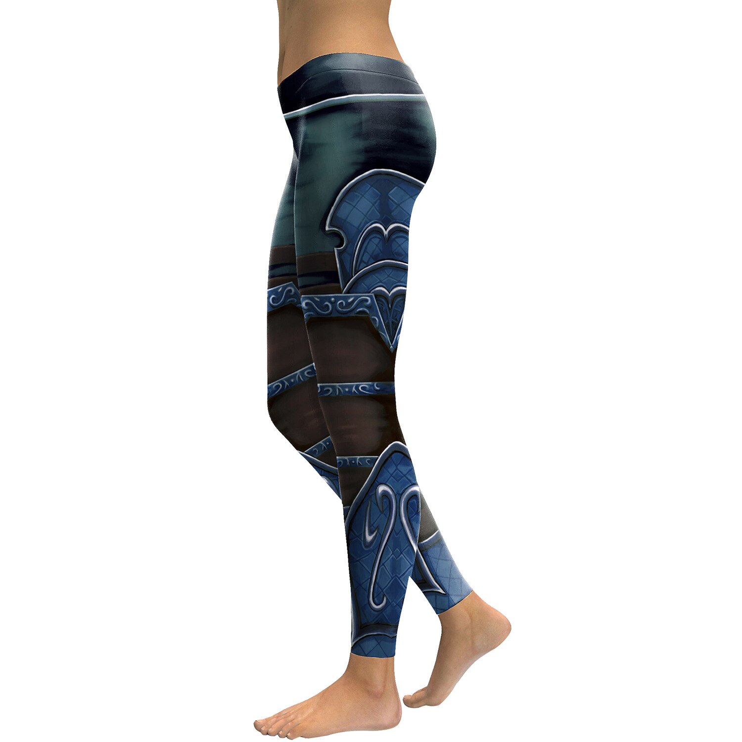 JIGERJOGER BLUE armor print tight Leggings women's full length ankle footless compression pants workout pro jegging jogging