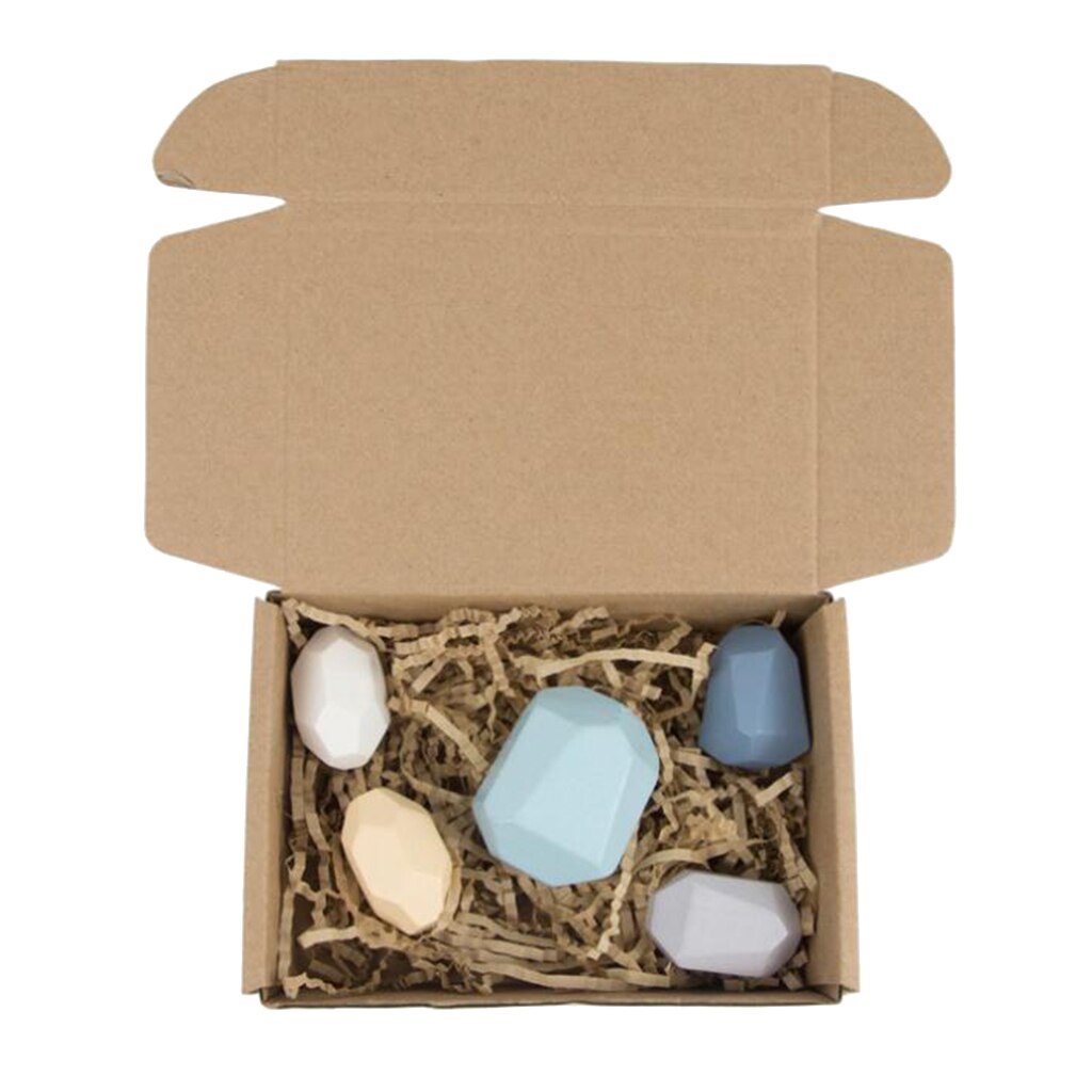5/10/16pcs Wood Stacking Sorting Rainbow Rock Stones Blocks Fun Toys Home Decors: 5pcs multi color