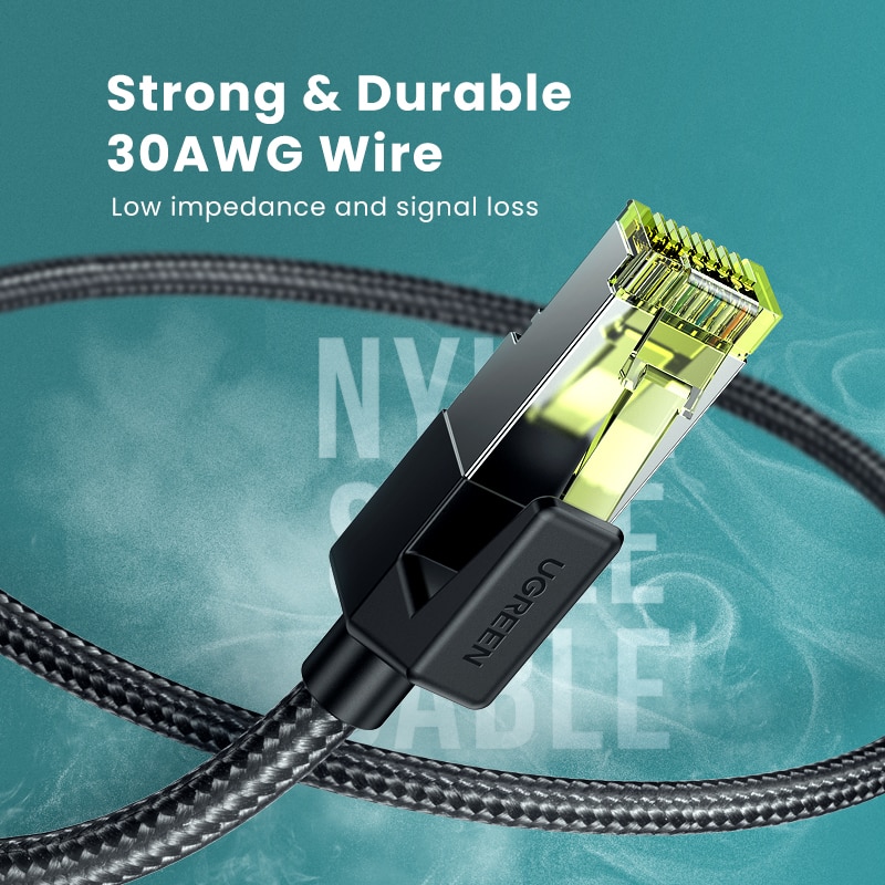 UGREEN Ethernet Cable CAT 7 Strong Nylon Braided Internet Wire CAT7 Lan cable For PS 4 Router CATS 7 10Gbps RJ45 Cable Ethernet