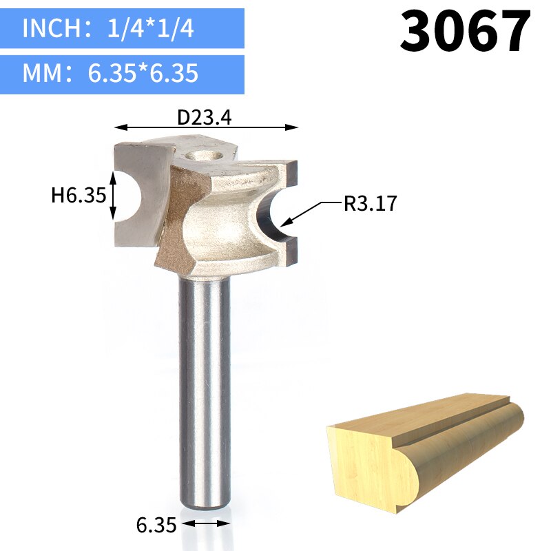 Huhao 1 stuks 1/2 " schacht halfronde bit 2 -snijder freesbits voor hout zonder lager houtbewerkingsgereedschap frees: 3067