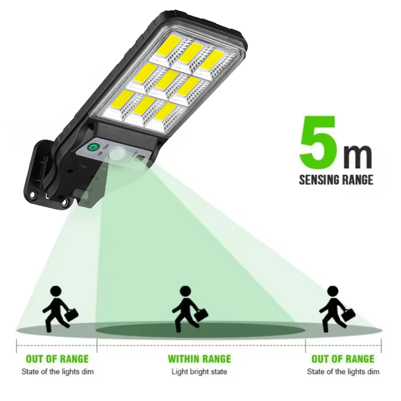 350000 LM Zewnętrzne lampy słoneczne Czujnik ruchu Solarne 3-tryby Wodoodporne oświetlenie ścienne bezpieczeństwa do oświetlenia ulicznego na patio z drzwiami ogrodowymi