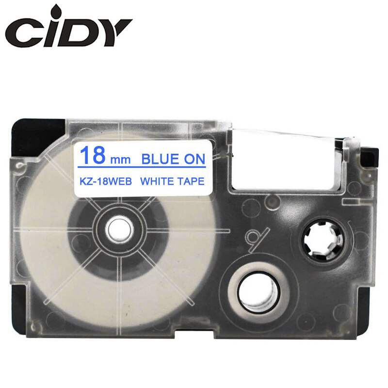 CIDY XR18WE Compatible Label Tape XR-18WE XR 18WE Casio Black on White 18mm label ribbon for KL-60-L KL-120 KL-750 label maker: 18mm blue on white