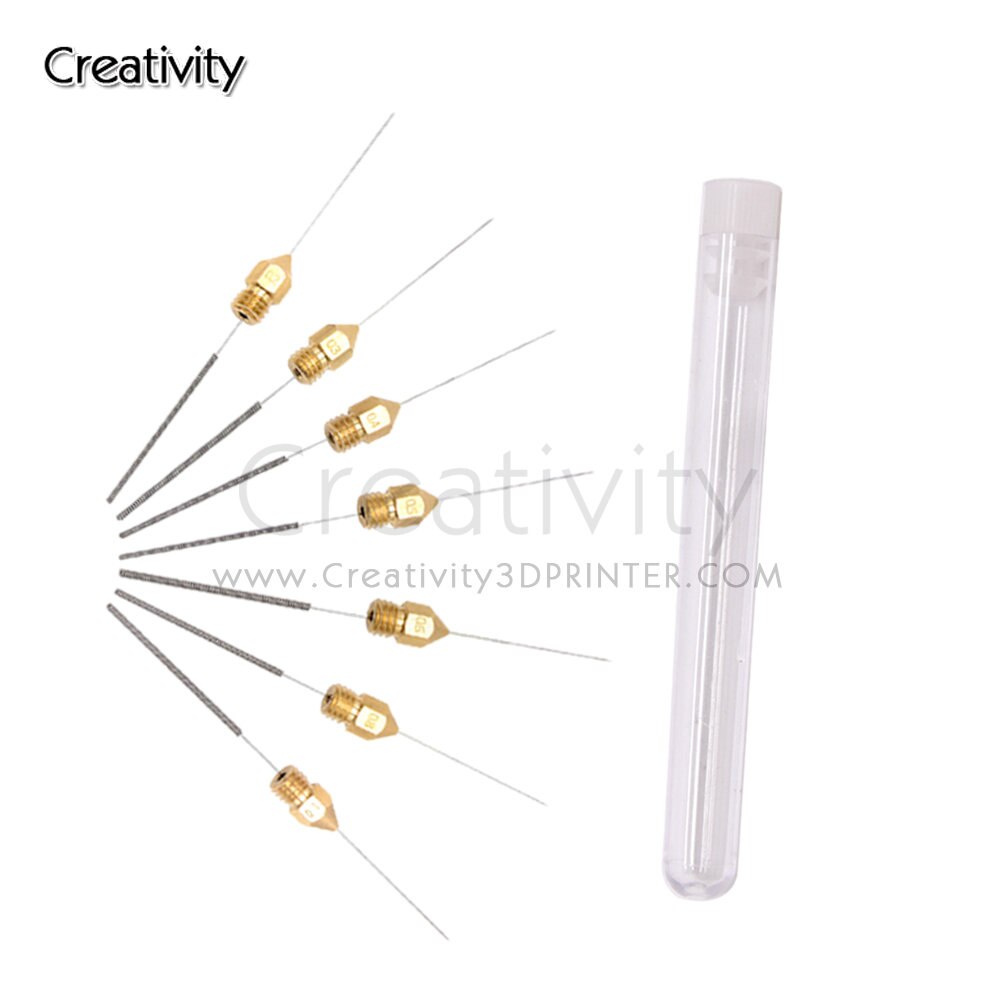 Juego de boquilla MK8 V6 de latón para limpieza, extrusora de latón M6, boquilla de 0,2, 0,3, 0,4, 0,5, 0,6, 0,8, 1,0mm, compatible con impresora 3D de 1,2mm, 24 Uds.