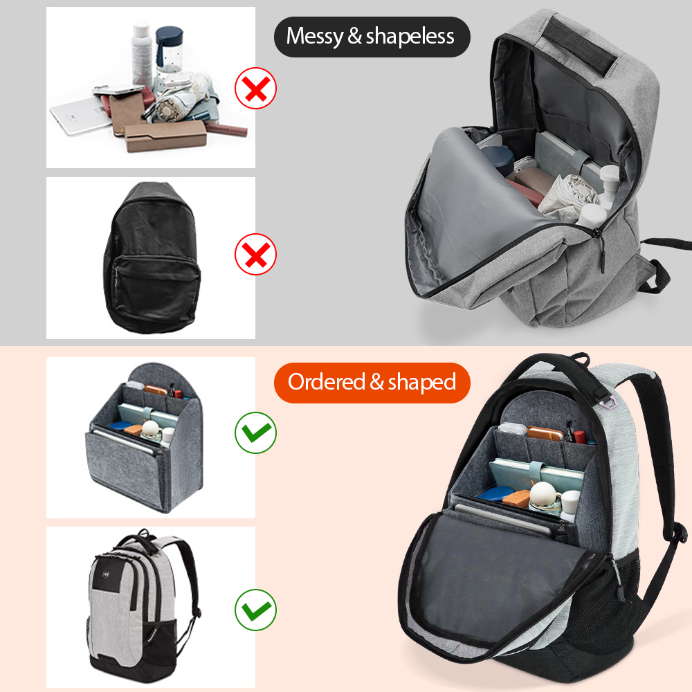 Insert organisateur de sac à dos en feutre pour sac à dos sac à main sac à bandoulière