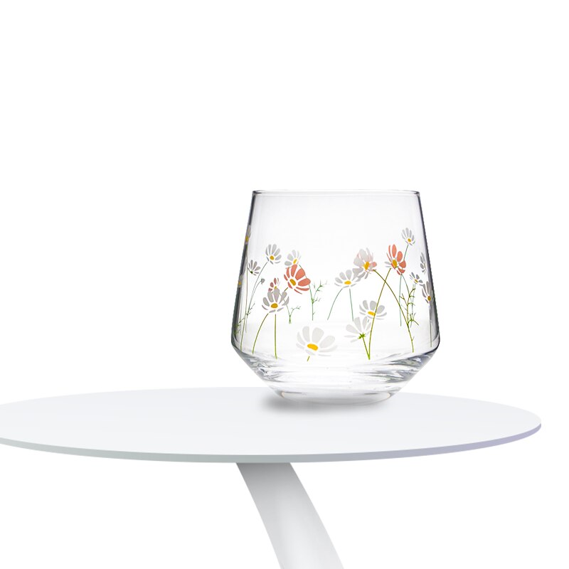 Kubki szklane z kwiatem brzucha mała stokrotka kubek robić wody ins japońnarty i koreańnarty kubek jogurtowy o dużej pojemności letnie kubki Cofee 360ML