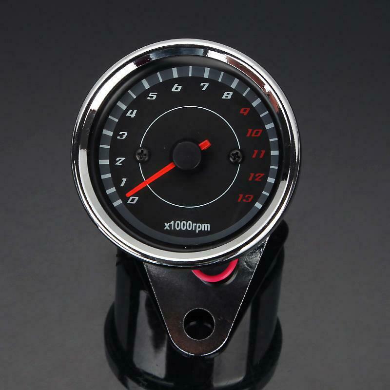 Silver Motorcycle Tachometer Odometer Speedometer Meter LED Digital Gauge Tacho Gauge Stainless Steel Speedometers