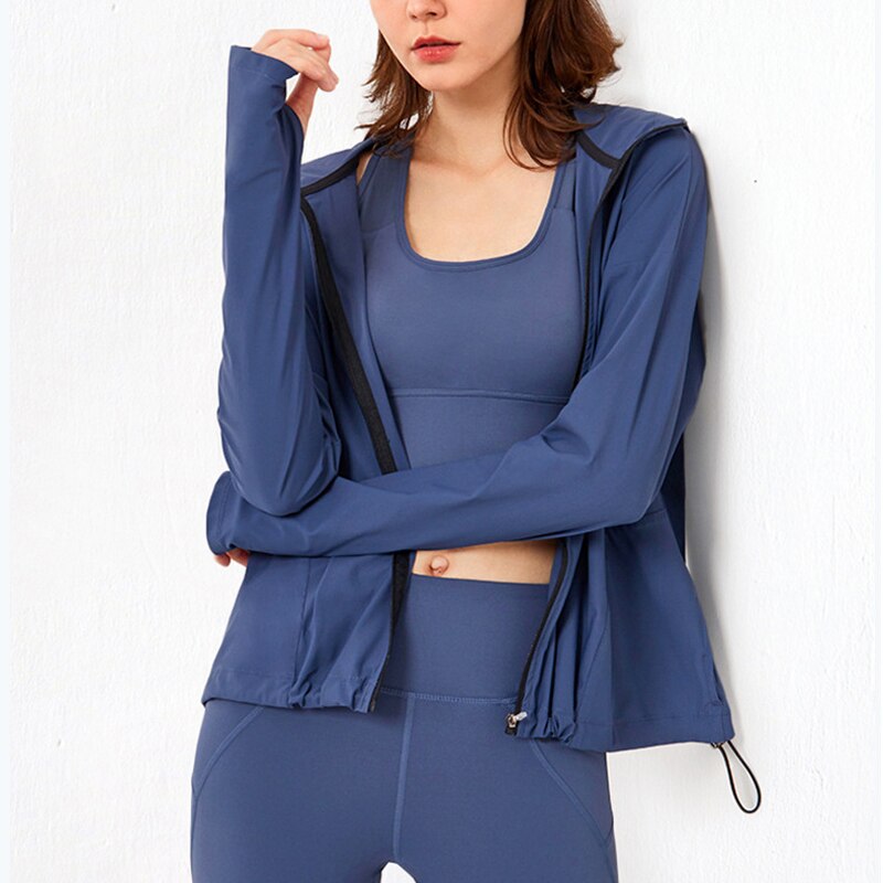 Lululemon-traje de fitness con capucha para mujer, chaqueta deportiva de manga larga con cierre y cremallera, informal, holgado, para correr y Yoga