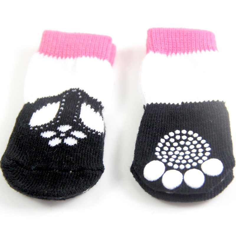 30X75 MM Lovely Pet Socks Antiskid Teddy Dog Socks Panda 4Pcs/Set Pet Knits Socks Anti Slip Skid Bottom