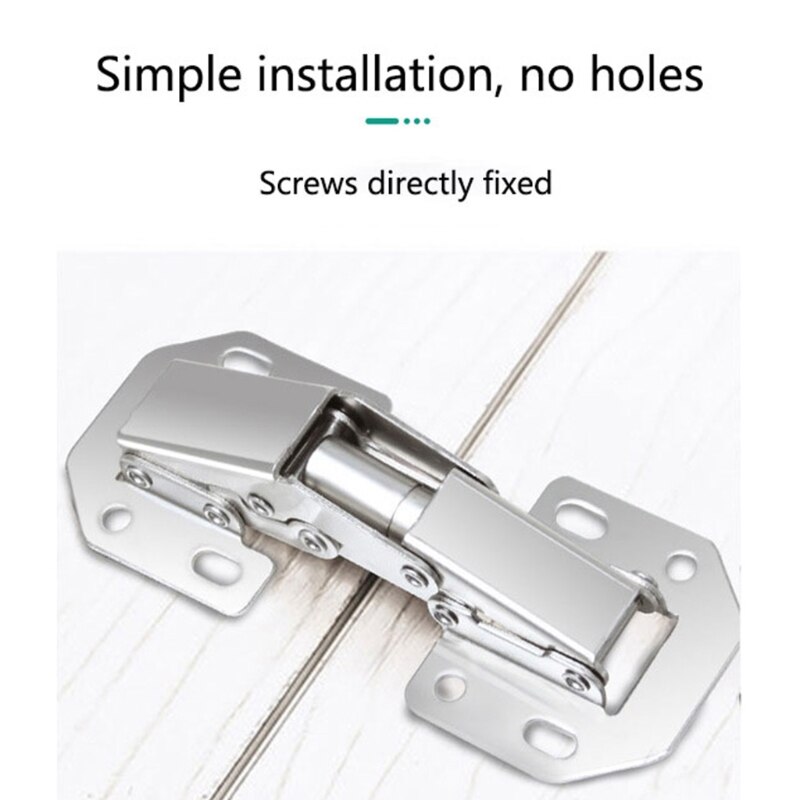 4pcs Cabinet Hinge 90 Degree No-Drilling Hole Cupboard Door Hydraulic Hinges Soft Close With Screws Furniture Hardware