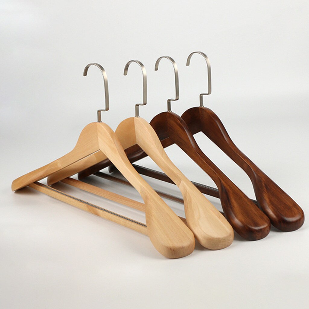 Wooden Clothes Hangers High-grade Wide Shoulder Wooden Coat Hangers - Solid Wood Suit Hanger Non-slip Hanger Lothes Storage Rack