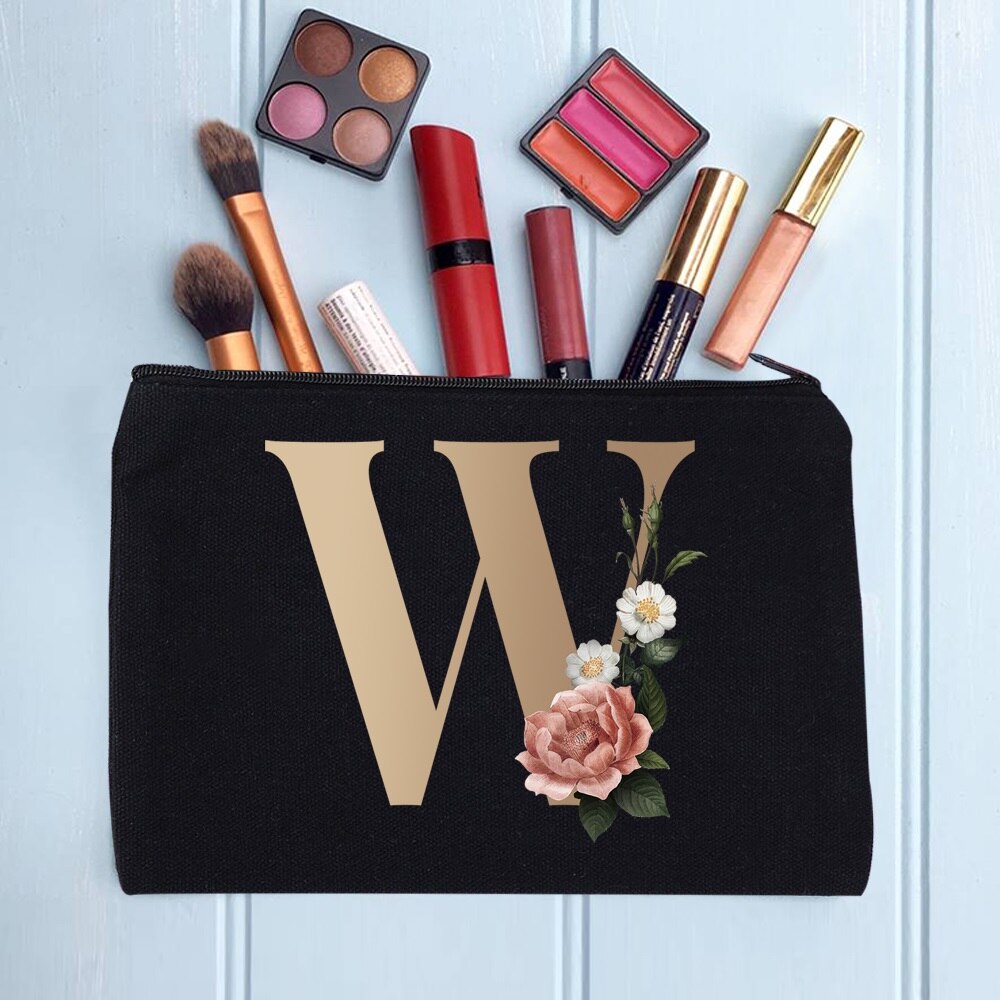 Women's Cosmetic Bag Makeup Bag Female Initial Name Letter Pattern Lipstick Bags Handbags Zipper Pencil Cases for Office: Coffee