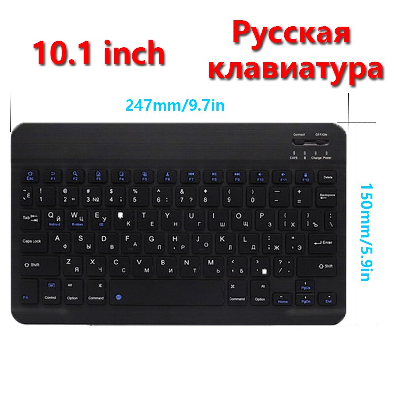Mini Wireless Keyboard Bluetooth Keyboard For ipad Phone Tablet Silent Rechargeable keyboard Compatible for Android ios Windows: 10inch black Russian