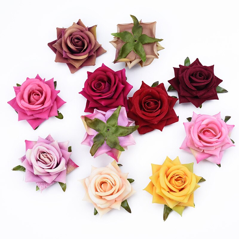 100 stk flannel roser silke blomster væg kunstige planter hjem bryllup dekoration diy scrapbog slik æske broche foto rekvisitter