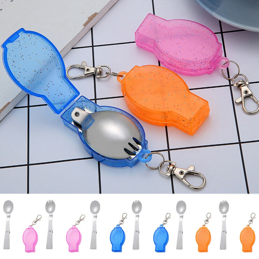 3 kleuren opvouwbare vorken outdoor camping servies keuken reizen wandelen roestvrij staal zak draagbare schep soep koffielepel
