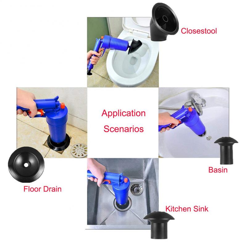 Clogging Machine Air Blowdown Spray Gun High Pressure Powerful Manual Plunger Tube Toilet Sink Bathtub Kitchen Cleaner