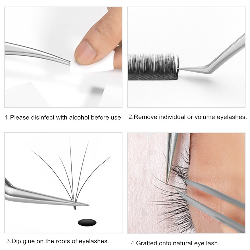 AGUUD Russian Volume Lash Tweezers Eyelash Extension Straight and Curve Stainless Steel Tweezer Makeup False Lash Tweezer Stand