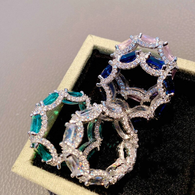 Exquisite Onregelmatige Stone Ring Zilver Kleur Luxe Party Wieden Engagement Ring Met Grote Zirkoon Sieraden 2022