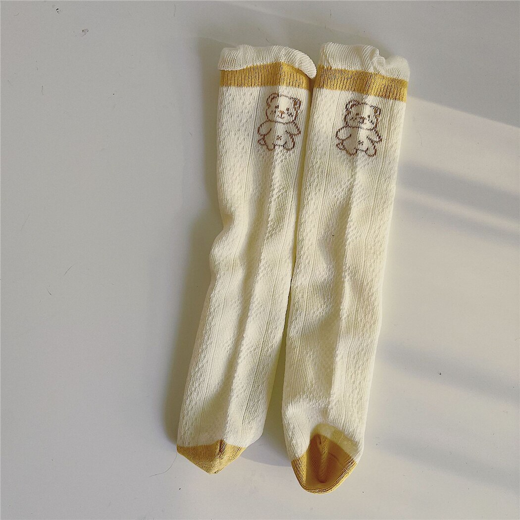 Baby Jongen En Meisjes Cartoon Beer Sokken Zachte Ademende Baby Kids Knie Hoge Lange Sokken Voor Peuter Booties Sokken Kinderen meias: D
