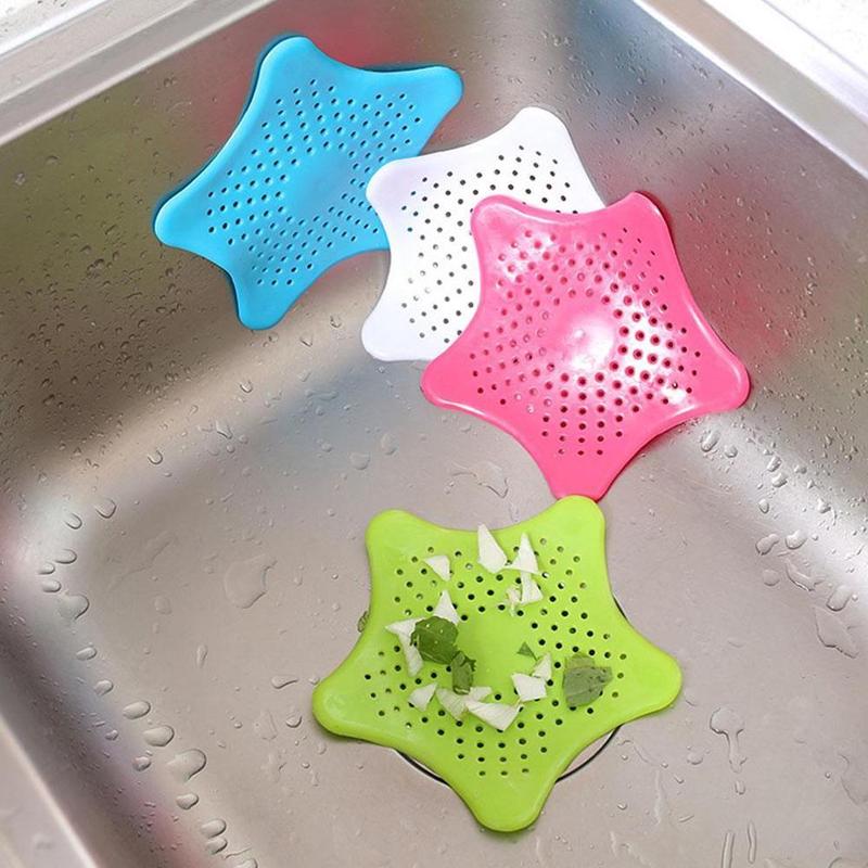 Pentagram Rubber Anti-blocking Floor Drain Kitchen Sink Strainer Bathroom Sewer Drain Hair Catcher