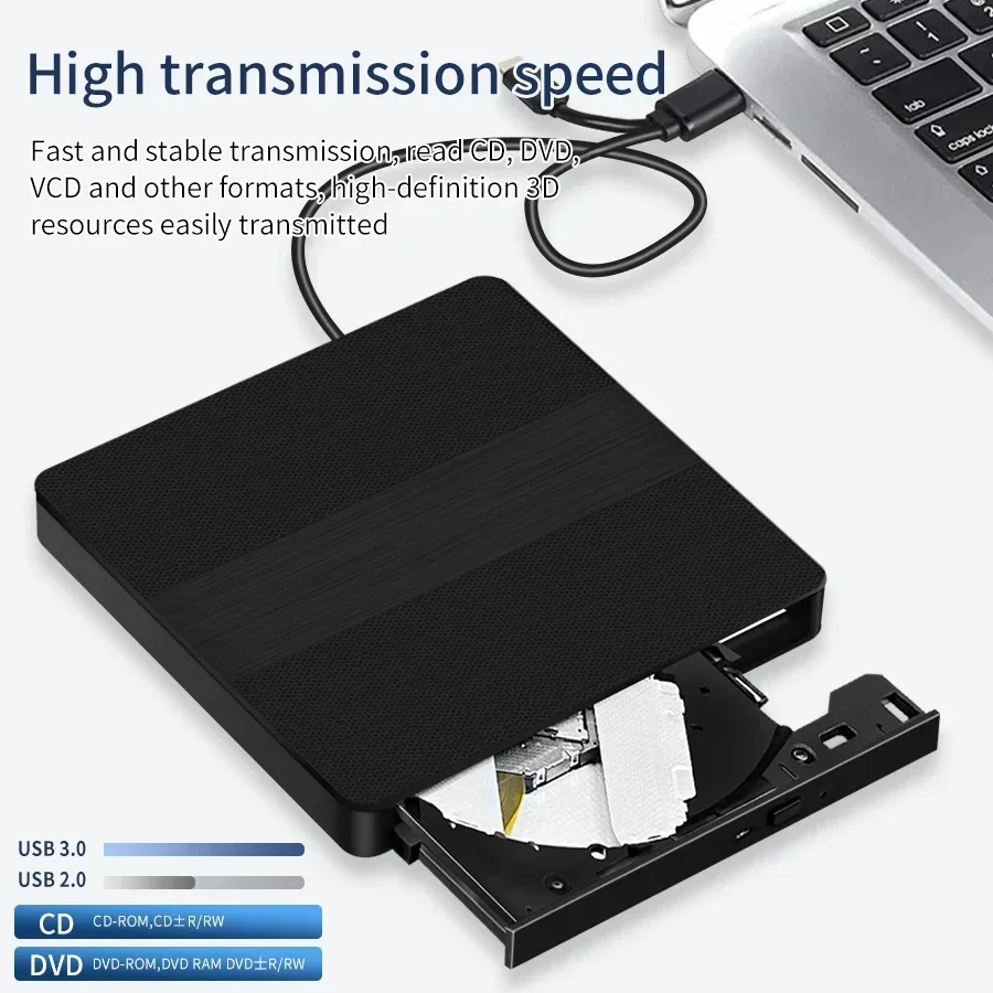 USB3.0 Type-C Slim External DVD RW CD Writer Drive Burner Reader Player Optical Drives DVD Burner Portable For Laptop Desktop PC