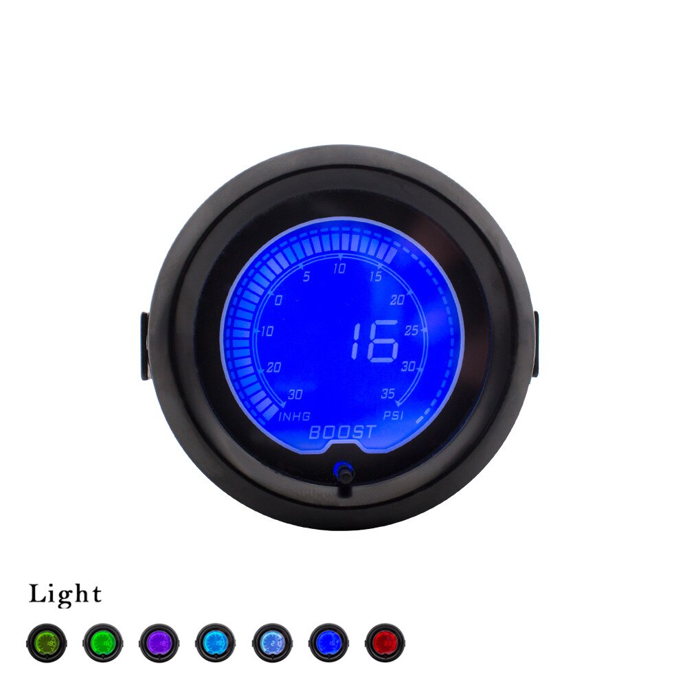 2" 52mm Boost gauge EVO LCD 7 Colors Digital Turbo Boost gauge -30In.hg-35PSI Car meter Vacuum gauge