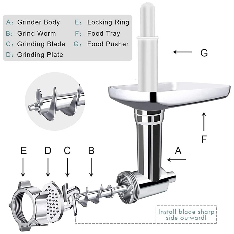 Metal Meat Food Processor Grinder Attachment for Kitchenaid Stand Mixer Meat Grinder Accessories Set
