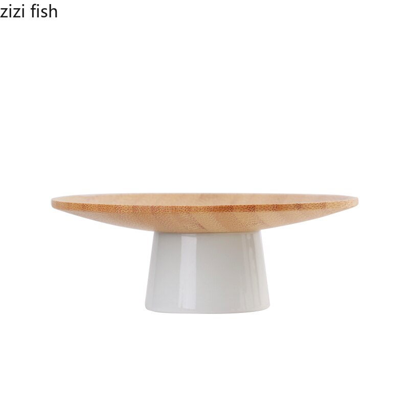 Cuenco de madera de bambú para fruta, platos de madera para postre, aperitivos, platos de cerámica, bandejas para servir de , mesa de café, platillo de té, soporte para pasteles