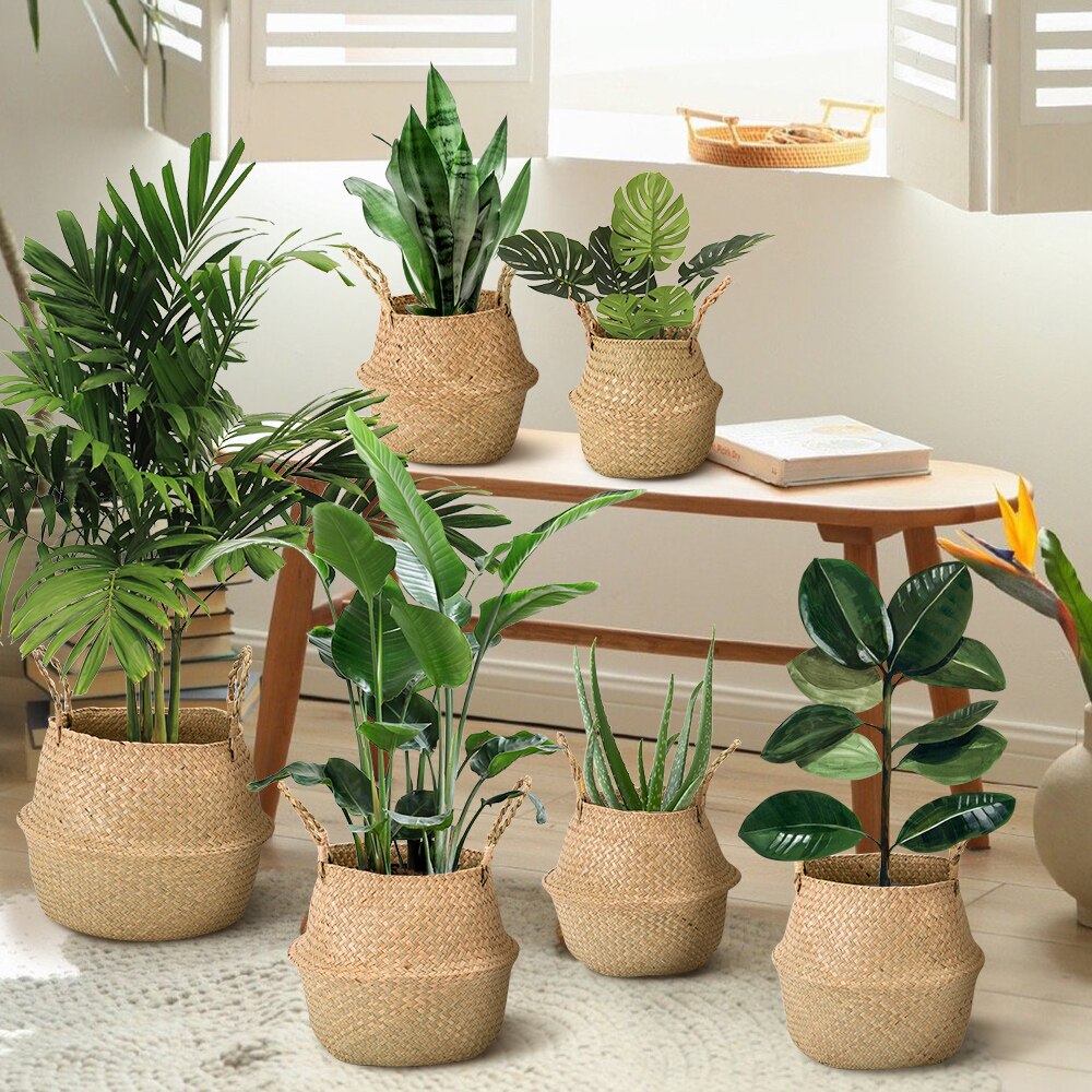 Wicker Storages Basket Flower Baskets Laundry Storage Decorative Basket Rattan Flower Pot Garden Planters Household Organizer