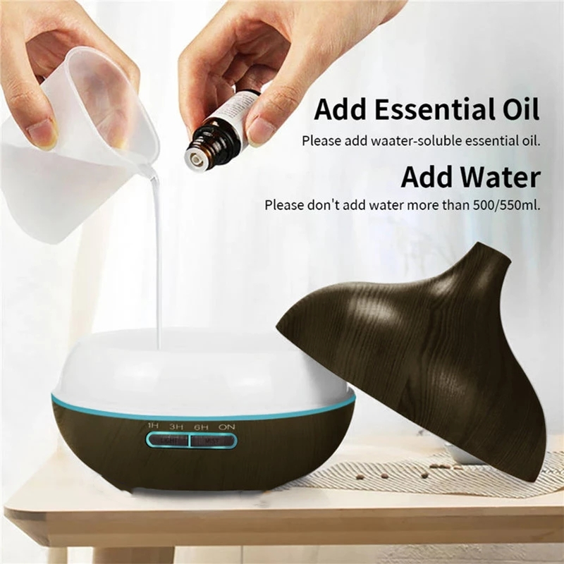 Difusor de aroma USB de penetración de 550 ml, humidificador de aire eléctrico, humidificador de grano de madera para dormitorio y oficina