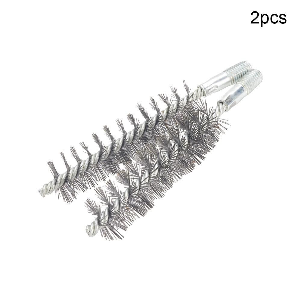 2pcs/5pcs 12mm Thread Wire Brush Metal Handle 18~80mm Brush Working Diameter Steel Wire Pipe Tube Cleaning Chimney Brush Kit: 30mm x2pcs
