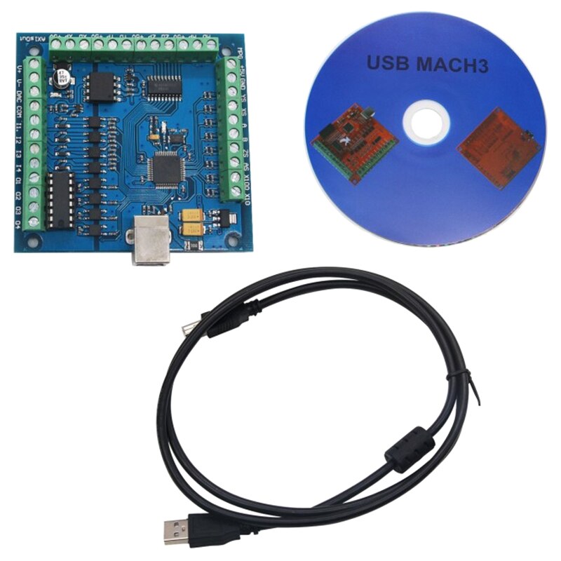 CNC MACH3 USB 4 eje de 100KHz USBCNC suave paso a paso tarjeta controladora de movimiento Placa de adaptación para CNC grabado 12-24V: Default Title