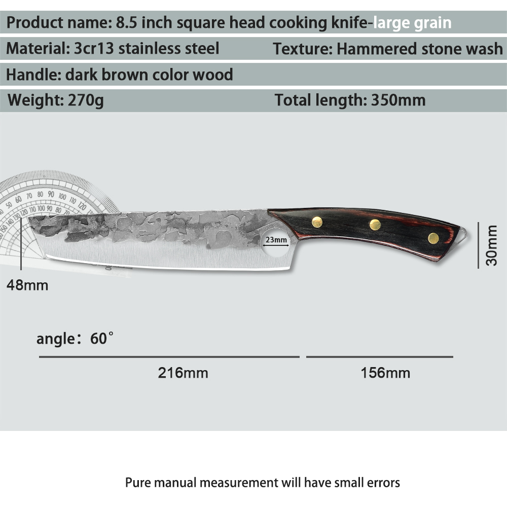 Kitchen Knives Stainless Steel Single Forged Chef Knife Slicing Cleaver Boning Cooking Knife Tool With Full Tang Wooden Handle: I