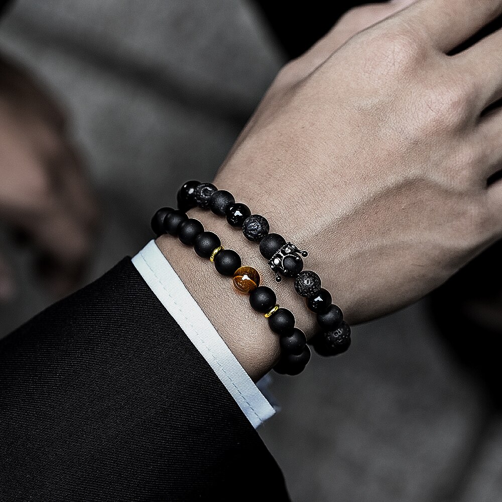 Men Bracelet Classic Tiger Eye Stone Bead Bracelet For Men Anniversary Jewelry Bijoux pour hommes: 4