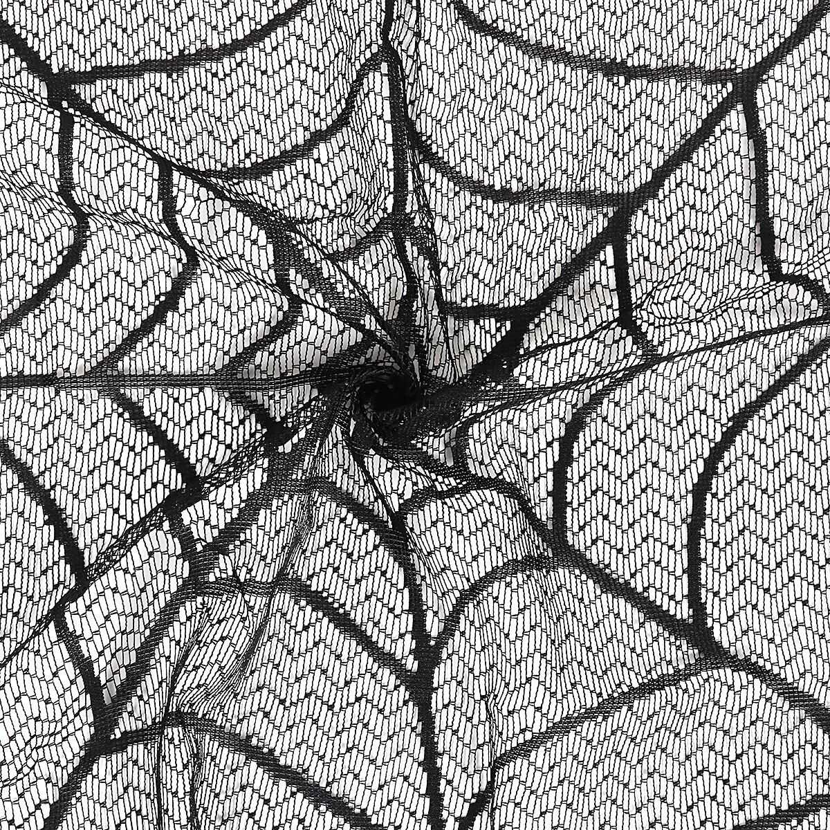 Halloween Lace Spider Web Tablecloth Round Table Topper Covers Halloween Table Decoration Fireplace Scarf