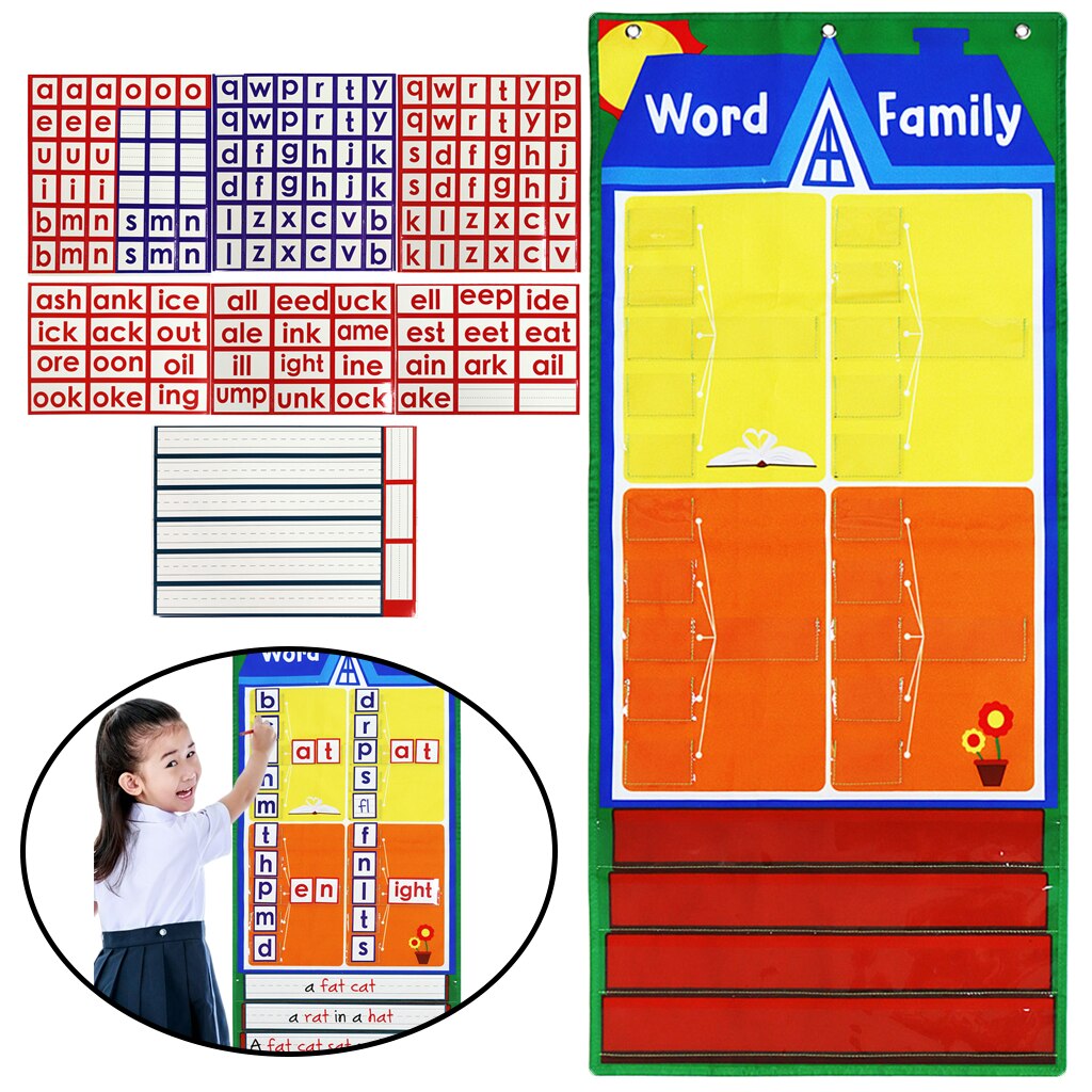 1Set English Learning Card Center Chart Kindergarten Homeschool Spelling Exercises