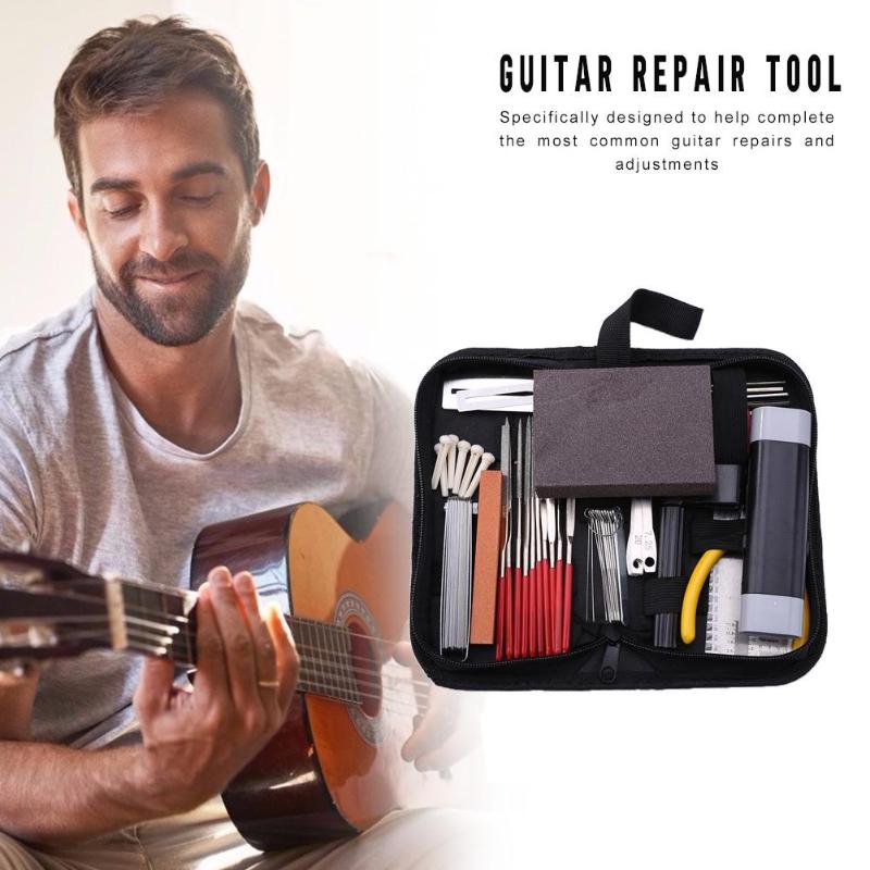 Kit de herramientas profesionales para el cuidado de la guitarra, Kit técnico de reparación, conjunto de herramientas de reparación de guitarras, Kit de herramientas de bajo eléctrico acústico