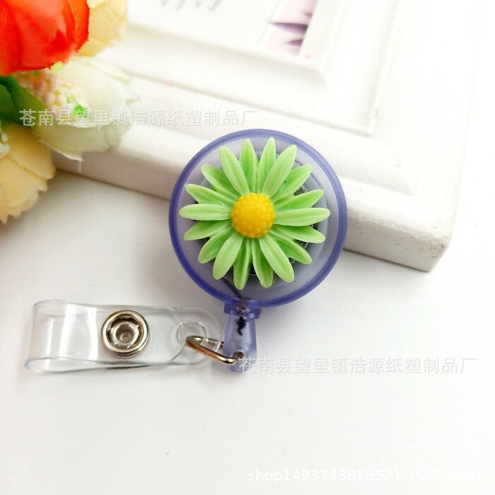 Mode Vrouwen Kaarthouder Kleurrijke Bloemen Intrekbare Badge Reel Verpleegster Arts Student Tentoonstelling Id Card Clips Badge Houder: Green