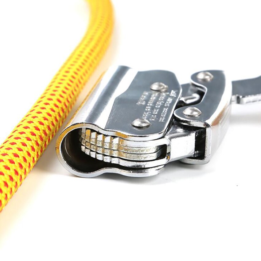 Manual Rope Grab Hook with Shock Absorbing Lanyard, Fits 8-16mm Rope, Load 25KN, for Fall Protection, Climbing, Construction