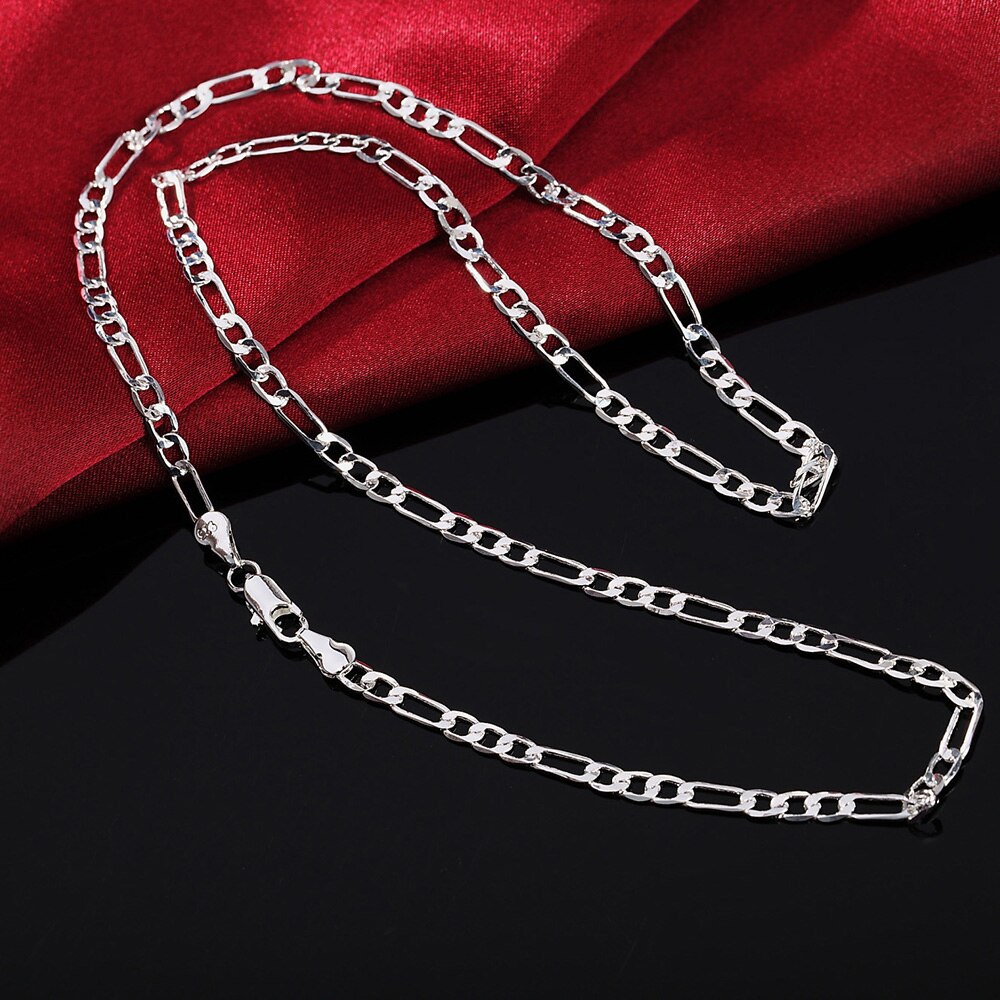 1 Pcs 4Mm Breedte 16/18/20/22/24/26/28/30 Inch Lengte figaro Ketting Ketting Sieraden Voor Vrouwen Man Trendy