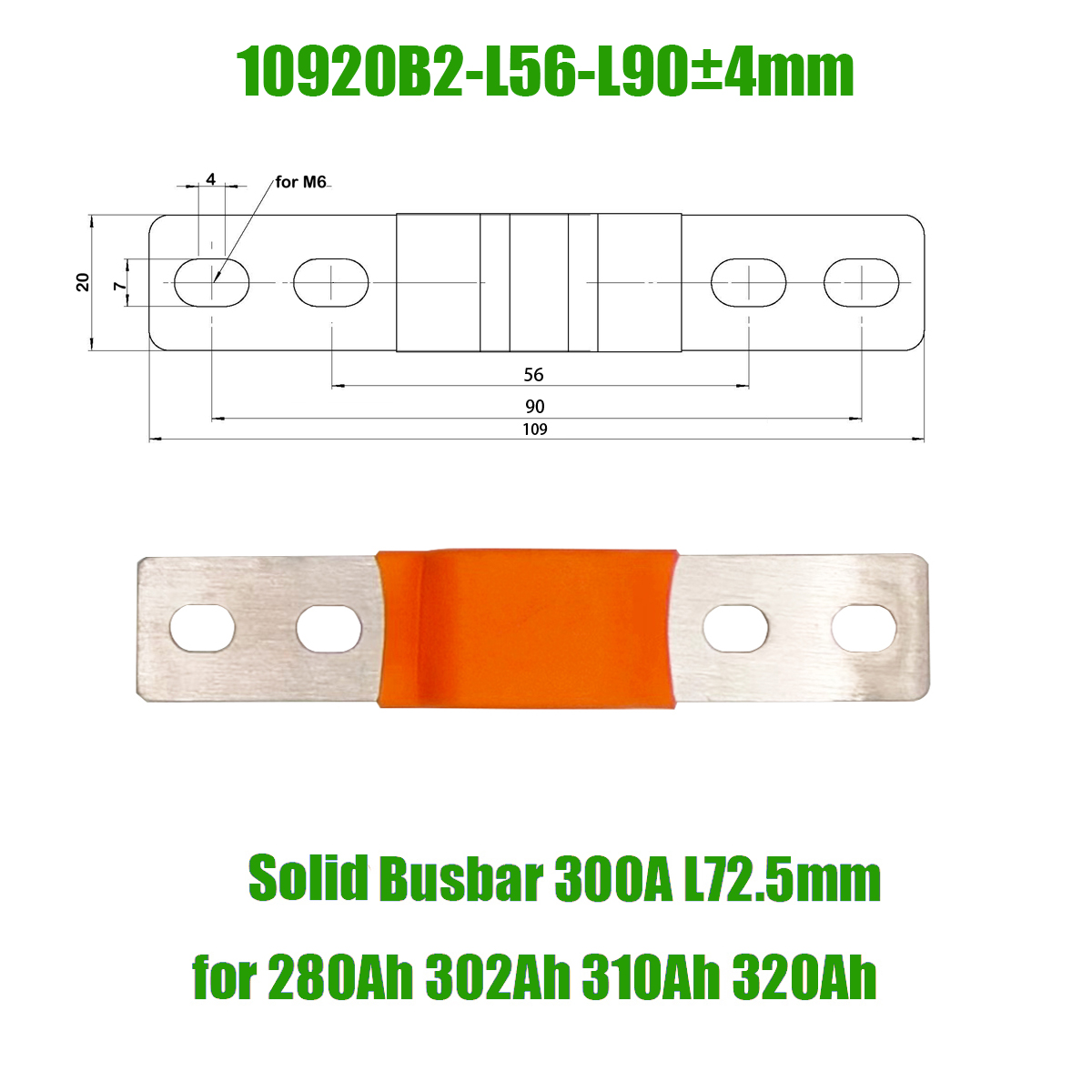 Flexible Sammelschiene Lifepo4-Batterieklemmen, solide Lithium-Bänder, Clips, Bolzen, Verbindungsstange, reines Kupfer, 280 Ah, 320 Ah, Isolationsabdeckung: Dark Grau