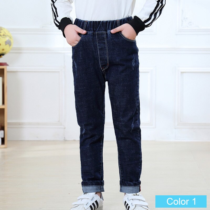 SheeCute Lente Herfst Jongens denim jeans Regular Fit Stretch Straight broek Kinderen Elastische Taille Broek JCH8802: 3T