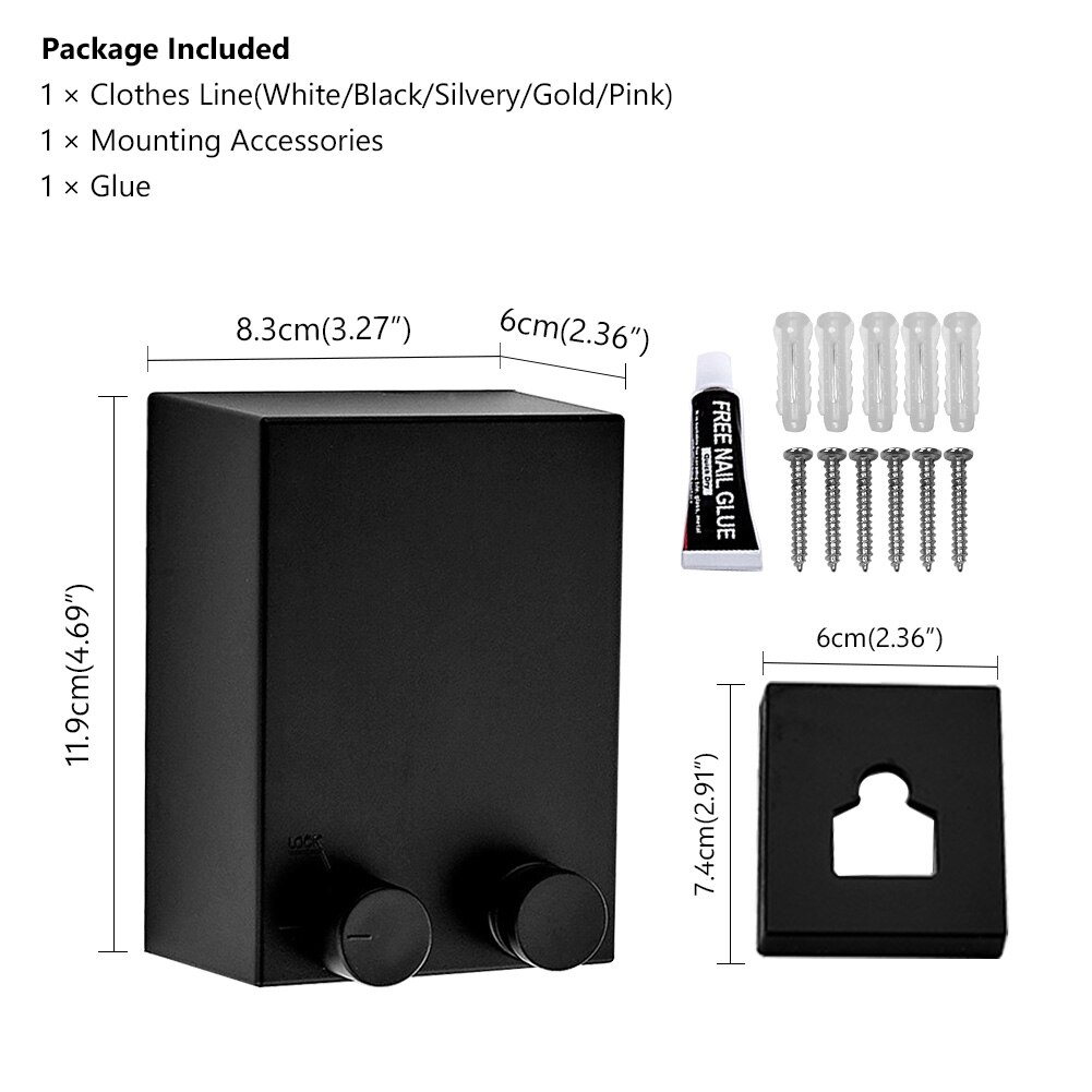 Indoor Outdoor Retractable Stretch Rope Washing Invisible Line Mounted Drying Laundry Clothes Line 13.8ft Automatic Wall Hanging