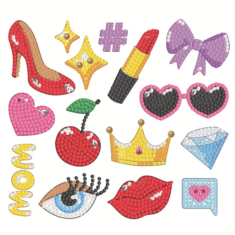 Diamond Painting Stickers Kids 5D DIY Art Craft Guitar Suitcase Sticker Painting with Diamonds by Number for Children Decoration