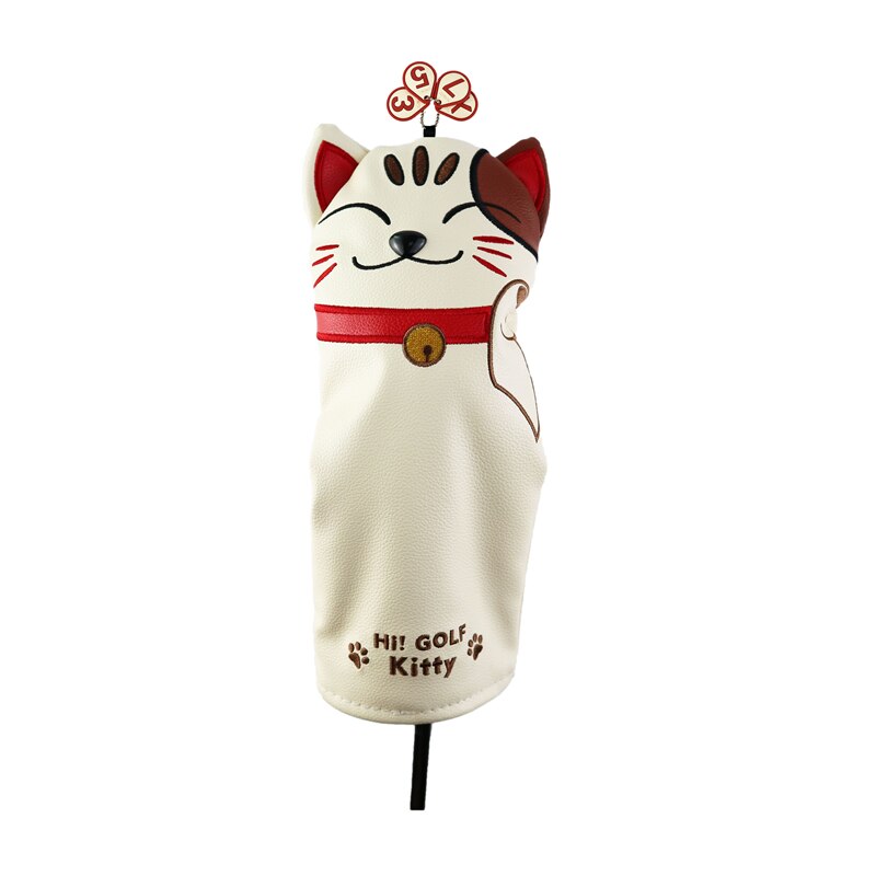 Golf Clubs Driver Fairway Ut Hout Headcover Luck Kat Pu Leer Met Verwisselbare Verstelbare Aantal Tag