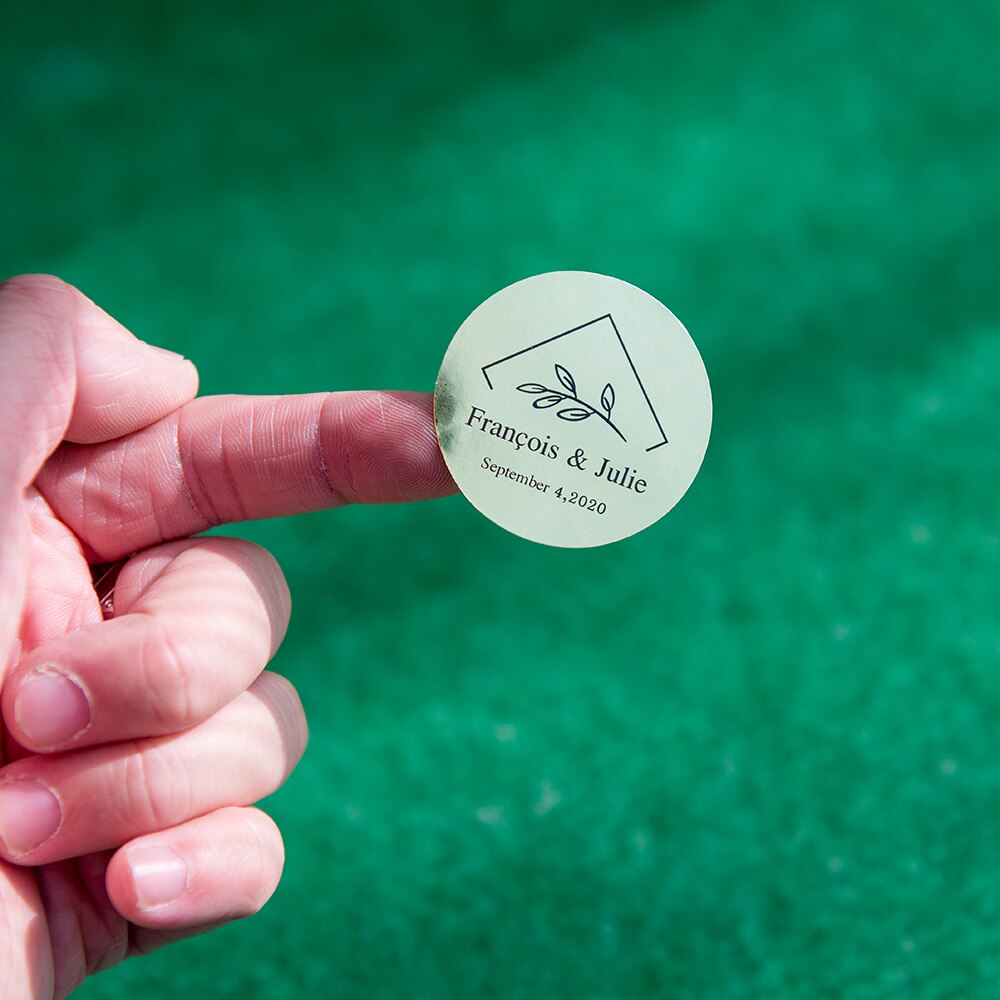 JZ2-40x40mm rectangular stickers, wedding stickers, reflective gold paper black letters, high-end gold stickers, stickers