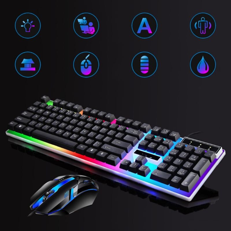 104 Key Keyboard Mouse Combos USB Wired Gaming RGB Backlight Mechanical Keyboard Gamer Mouse Set For Laptop Computer PC