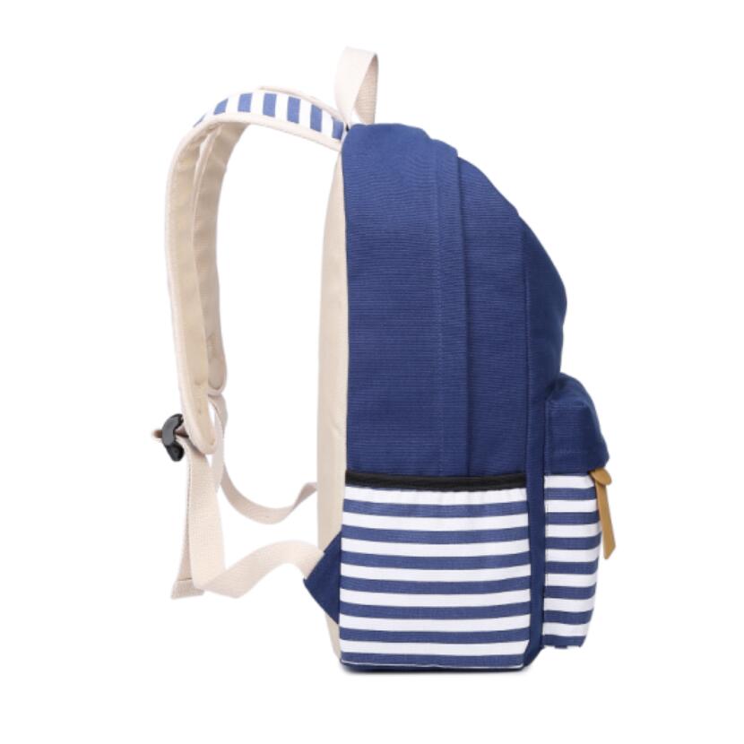 3 pièces noir et blanc rayure vintage toile sac à dos fille cartable enfants sac à dos sacs d'école pour filles sac à bandoulière porte-crayon