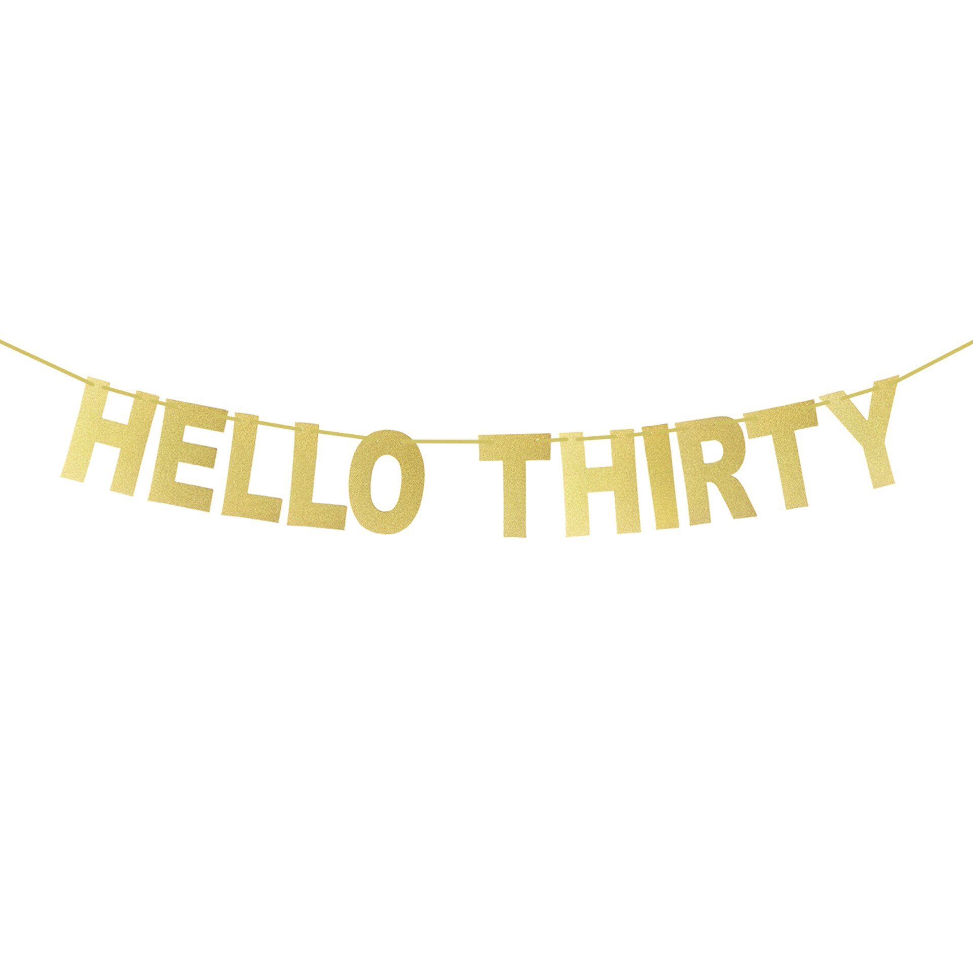 1 set Gold Glitter Hello 30 Cake Topper Hello Thirty Birthday Topper Wedding Anniversaire Party Decoration Banner Supplies: Default Title
