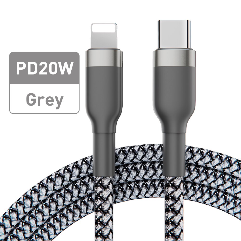 Usb C Kabel Voor Iphone 12 Pro Max Pd 18W 20W Snel Opladen Kabel Voor Iphone 12 11 xs Xr 8 Usb C Datakabel Usb Type C Kabel: Grey and Silver / 0.3M